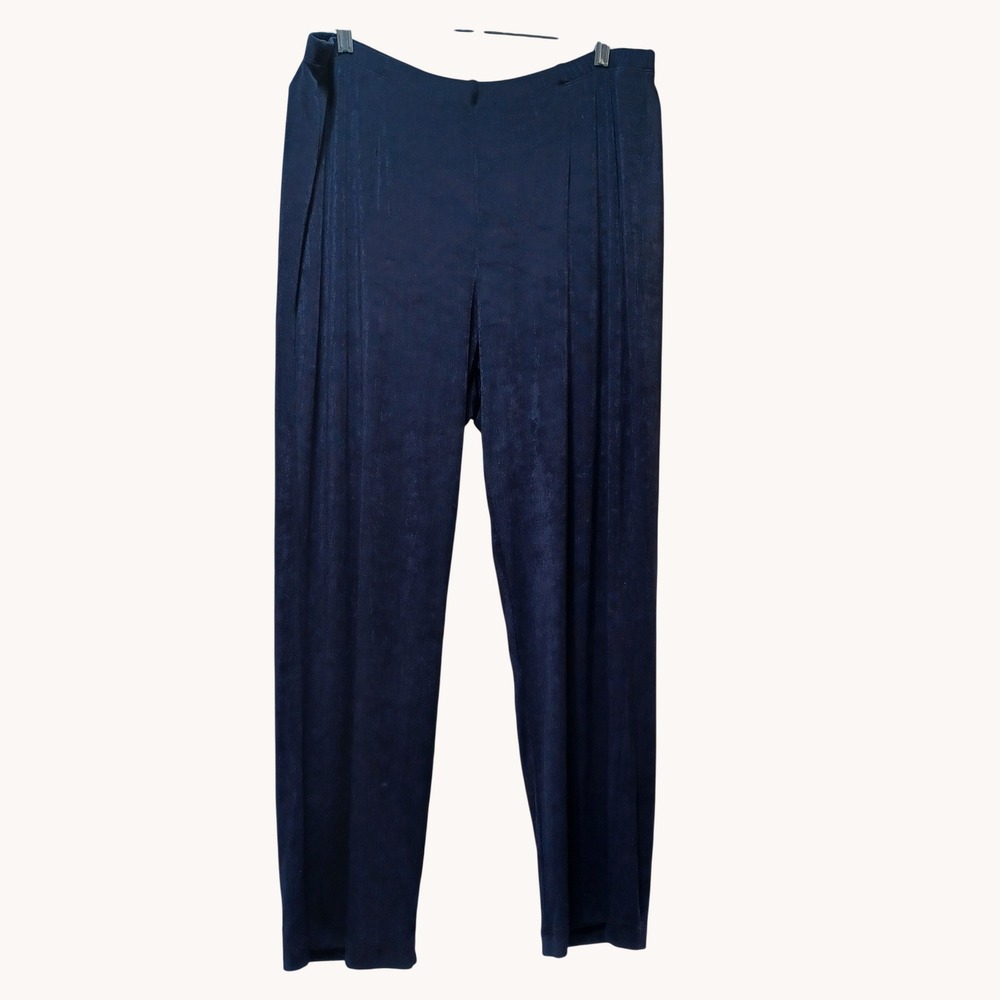 Chicos Travelers Womens Pull On Pants 3P XLP Black Straight Leg Smart Casual